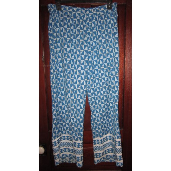 Soft Surroundings Sz L Top Shirt Blouse Pants Slacks Set Teal Elastic Wide Soft - Picture 3 of 6